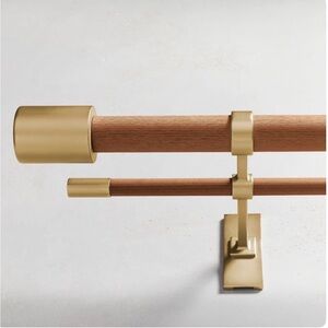 West Elm - Cylinder Finials For Curtain Rod - Brass - Set of 6 - NEW